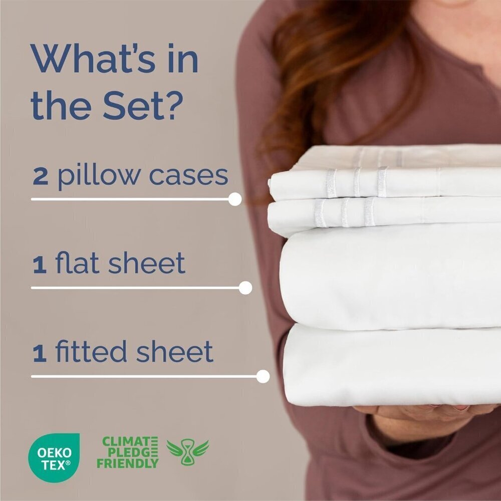 Queen Size 4 Piece Sheet Set - Comfy Breathable & Cooling Bed Sheets Set - Hotel - Picture 2 of 8